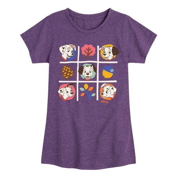 Disney - 101 Dalmatians Animated - Tic Tac Toe Grid of Puppies - Toddler And Youth Girls Short Sleeve Graphic T-Shirt