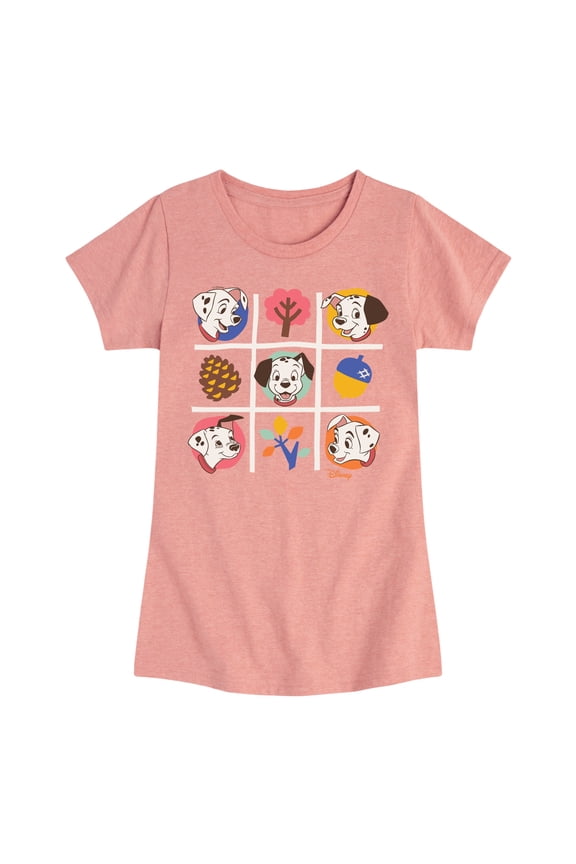 Disney - 101 Dalmatians Animated - Tic Tac Toe Grid of Puppies - Toddler And Youth Girls Short Sleeve Graphic T-Shirt