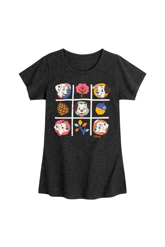 Disney - 101 Dalmatians Animated - Tic Tac Toe Grid of Puppies - Toddler And Youth Girls Short Sleeve Graphic T-Shirt