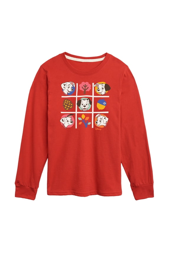 Disney - 101 Dalmatians Animated - Tic Tac Toe Grid of Puppies - Toddler And Youth Long Sleeve Graphic T-Shirt