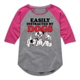 thumbnail image 1 of Disney - 101 Dalmatians - Easily Distracted By Dogs - Toddler And Youth Girls Raglan Graphic T-Shirt, 1 of 5
