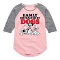 thumbnail image 1 of Disney - 101 Dalmatians - Easily Distracted By Dogs - Toddler And Youth Girls Raglan Graphic T-Shirt, 1 of 4