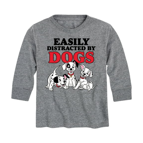 Disney - 101 Dalmatians - Easily Distracted By Dogs - Toddler And Youth Long Sleeve Graphic T-Shirt