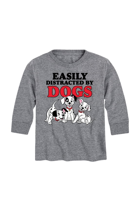 Disney - 101 Dalmatians - Easily Distracted By Dogs - Toddler And Youth Long Sleeve Graphic T-Shirt