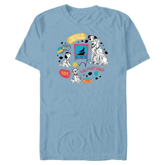 Disney 101 Dalmatians Family is Everything Fun - Short Sleeve Blended T-Shirt for Adults - Customized-Ocean Blue
