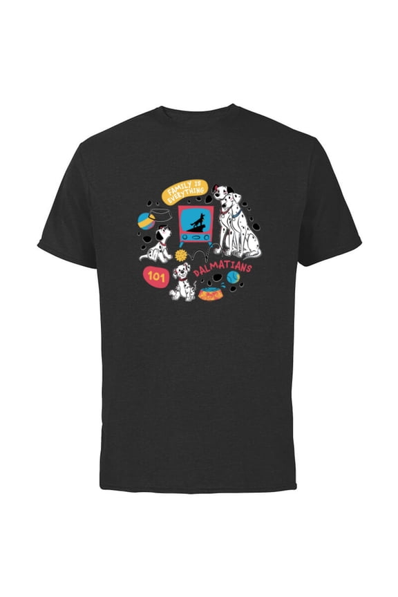 101 Dalmatians Family is Everything Fun - Short Sleeve Cotton T-Shirt for Adults - Customized-Black