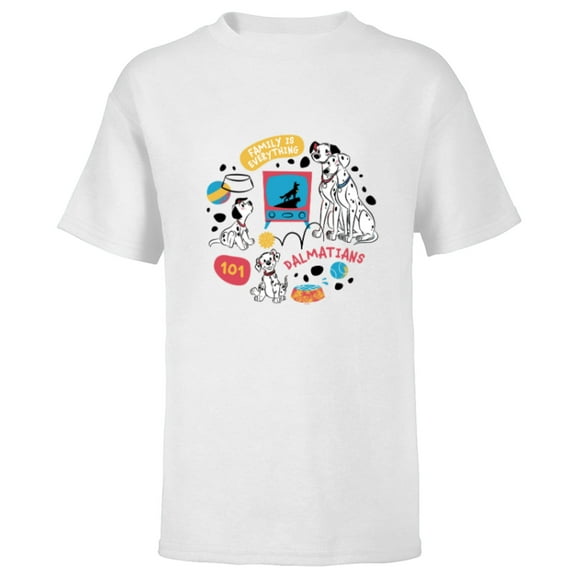 Disney 101 Dalmatians Family is Everything Fun - Short Sleeve T-Shirt for Kids - Customized-White