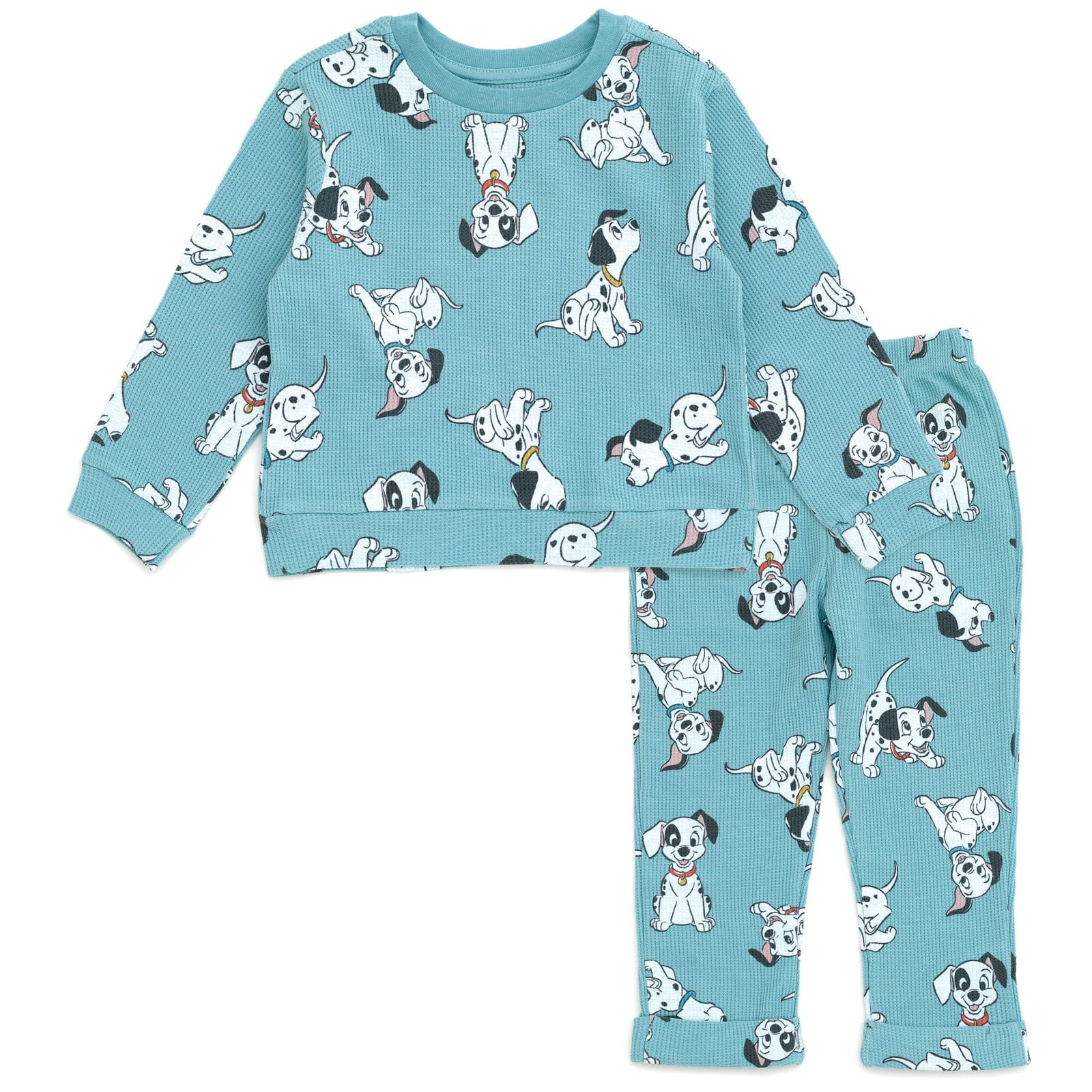 Disney 101 Dalmatians Patch Lucky Waffle Knit Pullover Sweatshirt and Jogger Pants Outfit Set Newborn to Little Kid