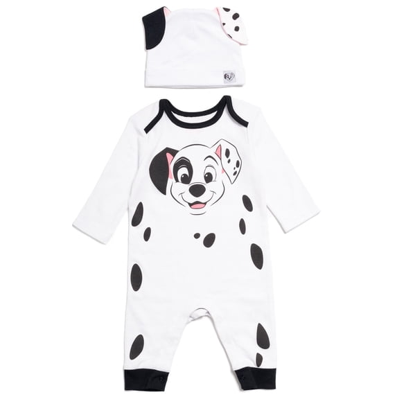 Disney 101 Dalmatians Patch Newborn Baby Boys Snap Cosplay Coverall and Hat Newborn to Infant
