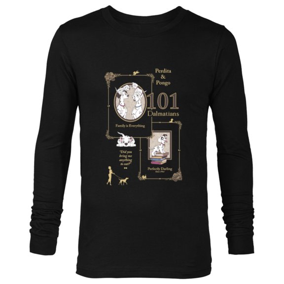 Disney 101 Dalmatians Perdita & Pongo Family is Everything - Long Sleeve T-Shirt for Men - Customized-Black