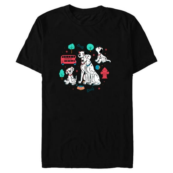 Disney 101 Dalmatians Pongo and Perdita Family - Short Sleeve Blended T-Shirt for Adults - Customized-Black