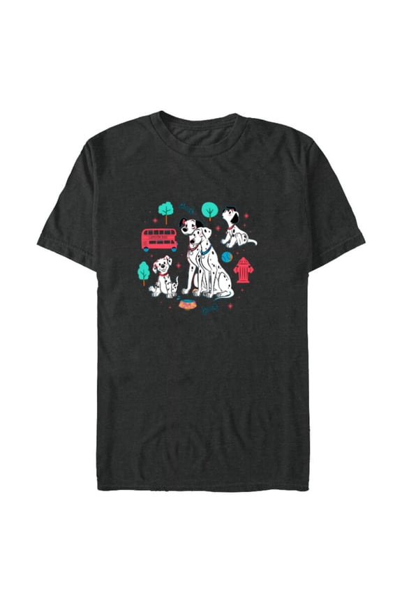 101 Dalmatians Pongo and Perdita Family - Short Sleeve Blended T-Shirt for Adults - Customized-Dark Heather