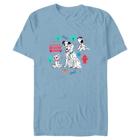 Disney 101 Dalmatians Pongo and Perdita Family - Short Sleeve Blended T-Shirt for Adults - Customized-Ocean Blue