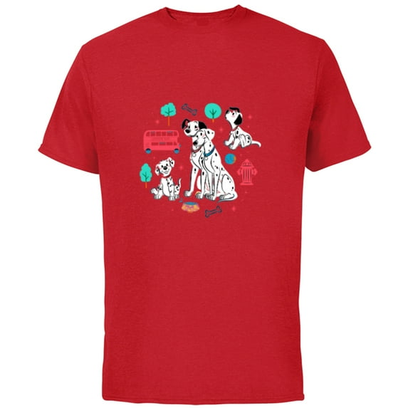 Disney 101 Dalmatians Pongo and Perdita Family - Short Sleeve Cotton T-Shirt for Adults - Customized-Red