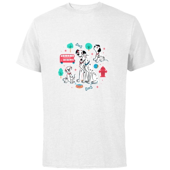 Disney 101 Dalmatians Pongo and Perdita Family - Short Sleeve Cotton T-Shirt for Adults - Customized-White