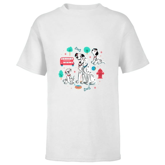 Disney 101 Dalmatians Pongo and Perdita Family - Short Sleeve T-Shirt for Kids - Customized-White
