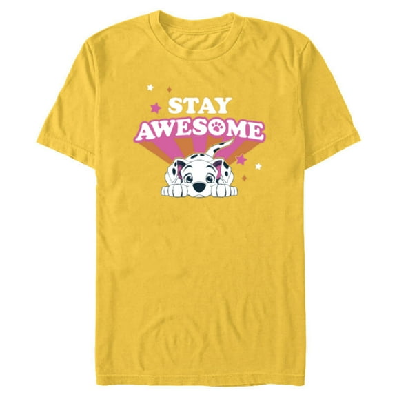 Disney 101 Dalmatians Stay PAWSOME - Short Sleeve Blended T-Shirt for Adults - Customized-Yellow