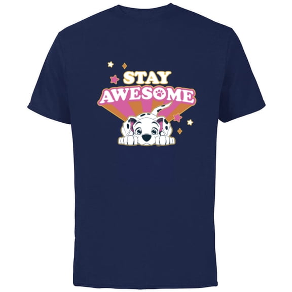 Disney 101 Dalmatians Stay PAWSOME - Short Sleeve Cotton T-Shirt for Adults - Customized-Navy