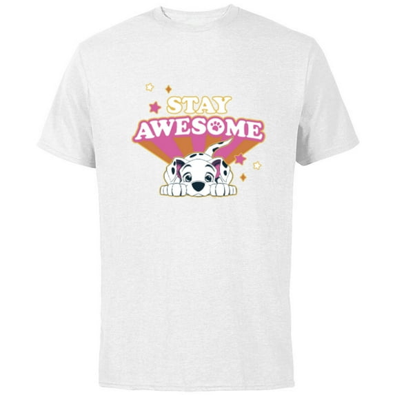 Disney 101 Dalmatians Stay PAWSOME - Short Sleeve Cotton T-Shirt for Adults - Customized-White