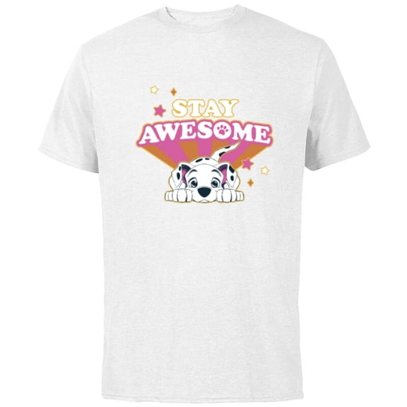 Disney 101 Dalmatians Stay PAWSOME - Short Sleeve Cotton T-Shirt for Adults - Customized-White