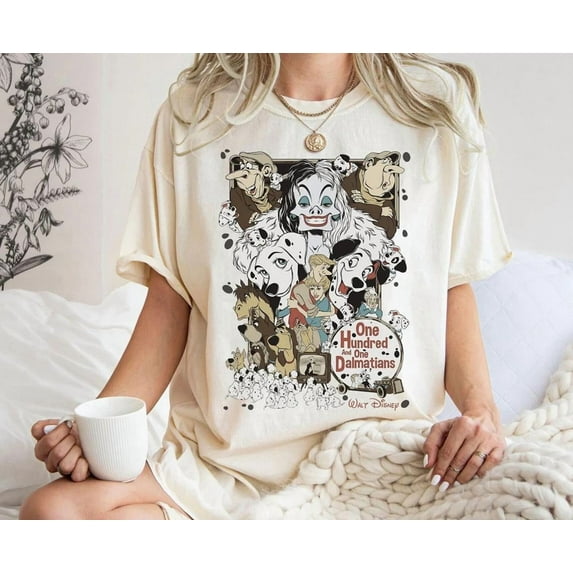 Disney 101 Dalmatians T-Shirt, 101 Dalmatians Family Shirt, Disney Dogs Tee,Ivory color,size M