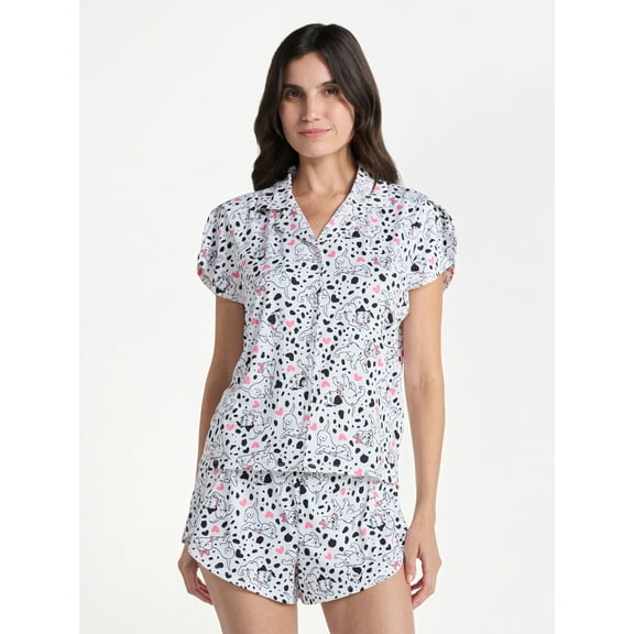 Disney 101 Dalmatians Women's Valentine's Day Shorty Pajama Set, 2-Piece, Sizes XS-3X
