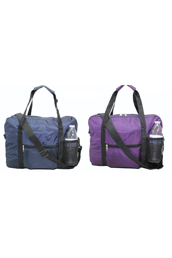 18 in Foldable Attachable Personal Item Bag, Navy/Red, 2 count