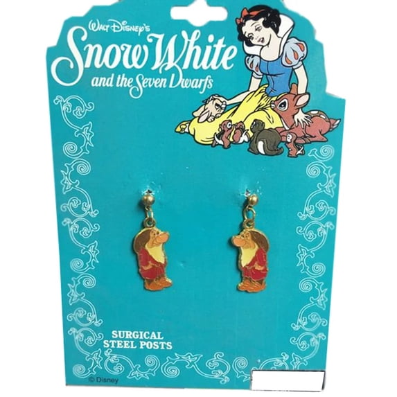 Disney 1990s New Old Stock Snow White & the 7 Dwarfs Earrings, Grumpy