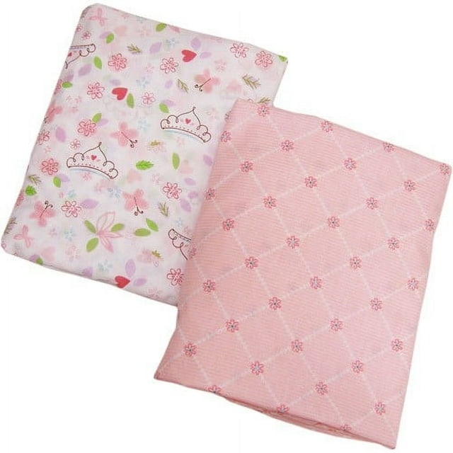 Disney 2-Pack Cotton-Poly Blend Crib Sheets, Princess Happily Ever After, Infant Girl, Pink