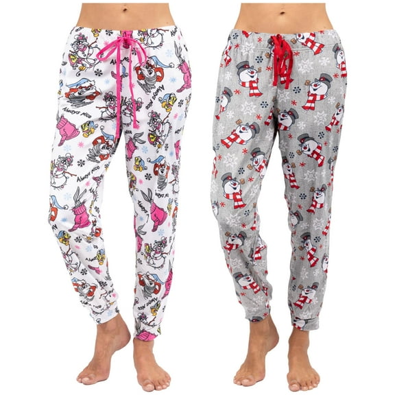 Disney 2 Pack Womens Pajama Sleepwear Pants Female, Bugs/Frosty, Size: L, Looney Tunes