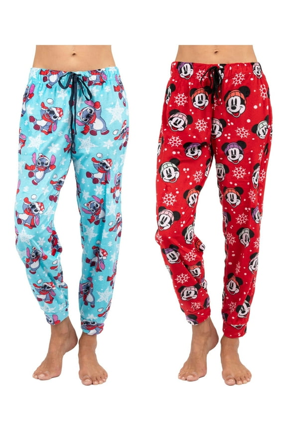 2 Pack Womens Pajama Sleepwear Pants Female, Mickey/Stitch, Size: 2X