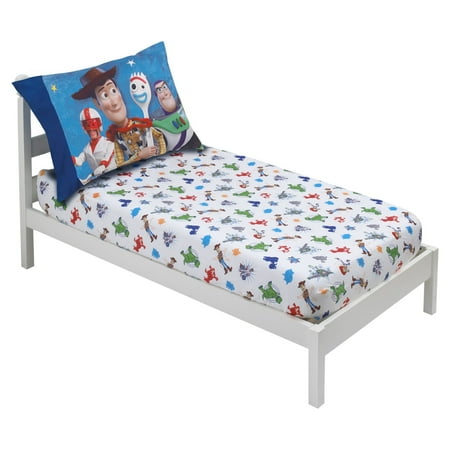 Disney 2-Piece Toy Story Toddler Sheet Set - Fitted Sheet, Pillowcase, Boy, Toddler Bed, Polyester
