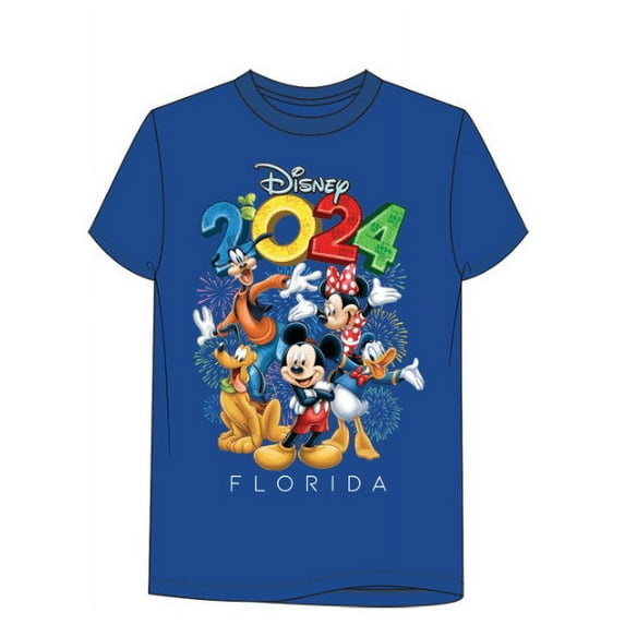 Disney 2024 Dated Group Blue Adult Unisex Tee Shirt, XS-3X