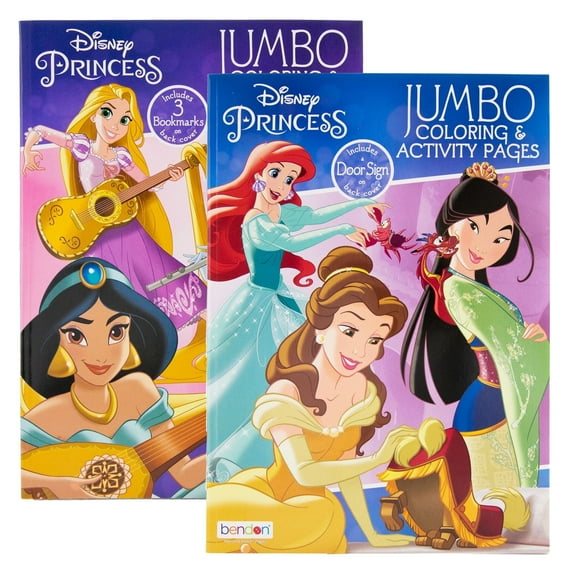 DISNEY PRINCESS Coloring Book 2 Titles, for Learning Drawing Coloring, 80 Pages