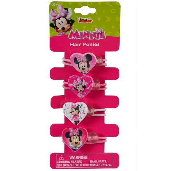 Disney 2336922 Pink Minnie Bowtique Hair Pony Tails, 4 Piece - Case of 288