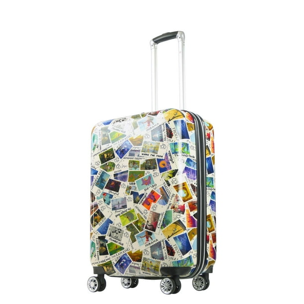 Disney 26 Inch Rolling Luggage Disney Stamps Hardshell Suitcase with Spinner Wheels Multi Walmart Business Supplies