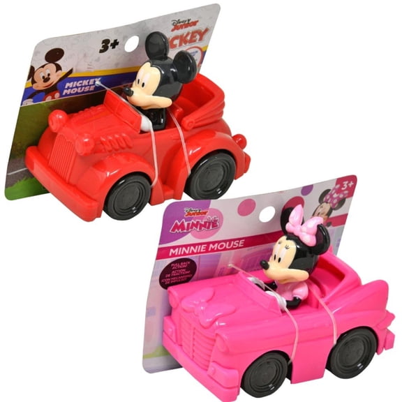 Disney 3.5" Mickey & Minnie Pull Back On Card Assorted