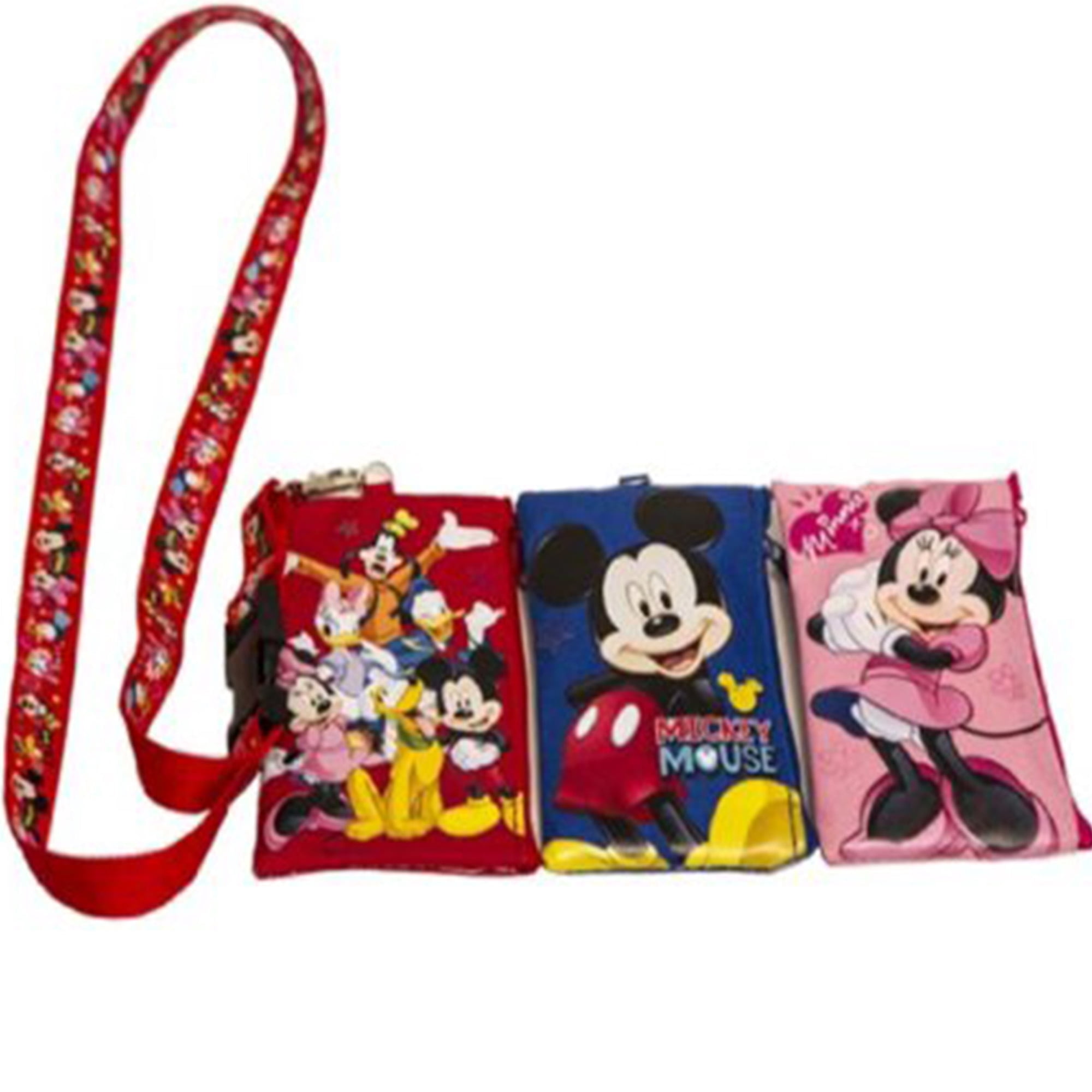 Disney 3 Mickey Mouse and Friends Lanyards Set with Detachable Purse