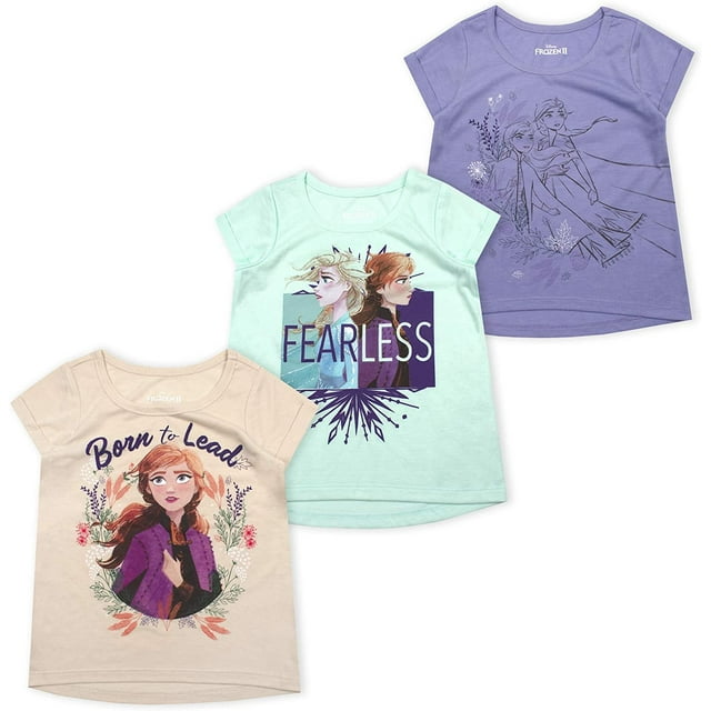 Disney 3Pack Frozen II T Shirts for Girls and Toddlers with Princess