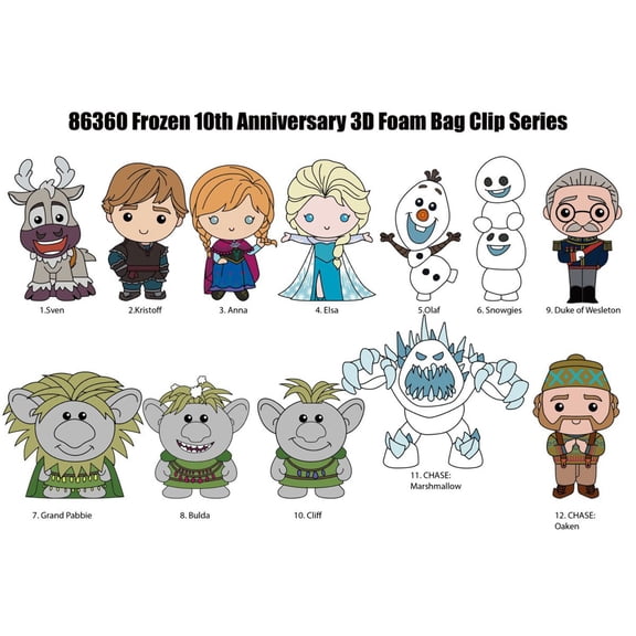 Disney 3D Figural Foam Bag Clip Frozen 10 Year Anniversary Mystery Pack (1 RANDOM Figure)