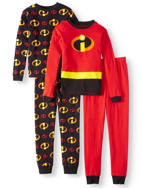 Disney 4-10 Incredibles 4-Piece Cotton Pajama Set(Red 4)