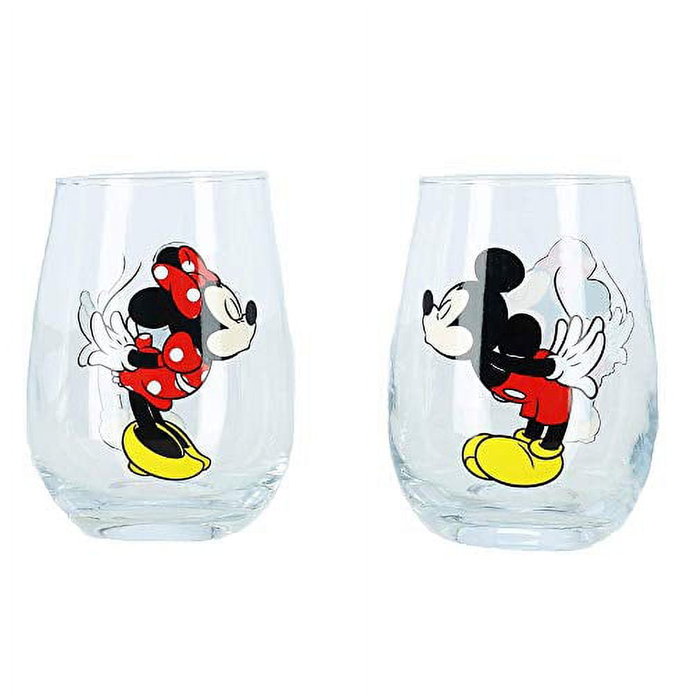 Disney 46040 Mickey & Minnie Kissing Wine Glass Set - 14.5 oz