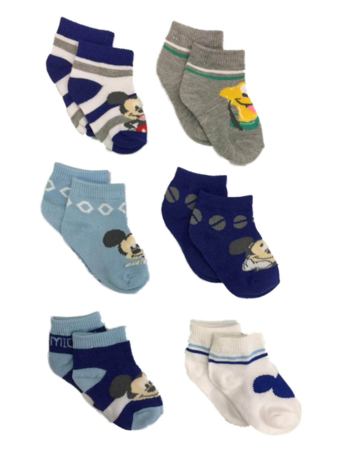 Disney 6 Pair Infant Boys Mickey Mouse & Pluto Dog Baby Socks 612