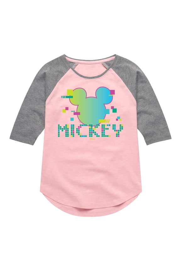 - 8 Bit Mickey - Toddler & Youth Girls Raglan Graphic T-Shirt