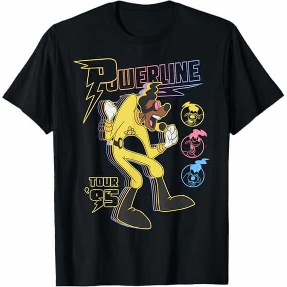 Disney A Goofy Movie Powerline Tour '95 Retro Neon Poster T-Shirt