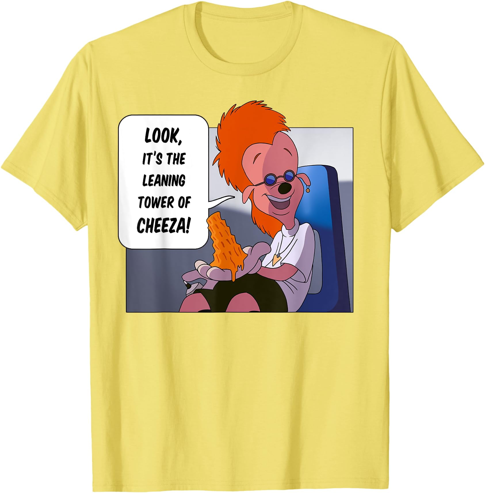Disney A Goofy Movie The Leaning Tower Of Cheeza T-Shirt, Cornsilk ...