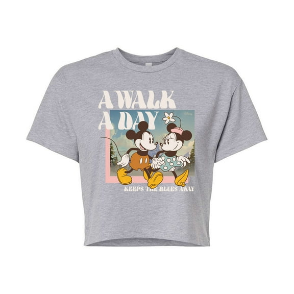 Disney - A Walk A Day - Juniors Cropped Cotton Blend T-Shirt
