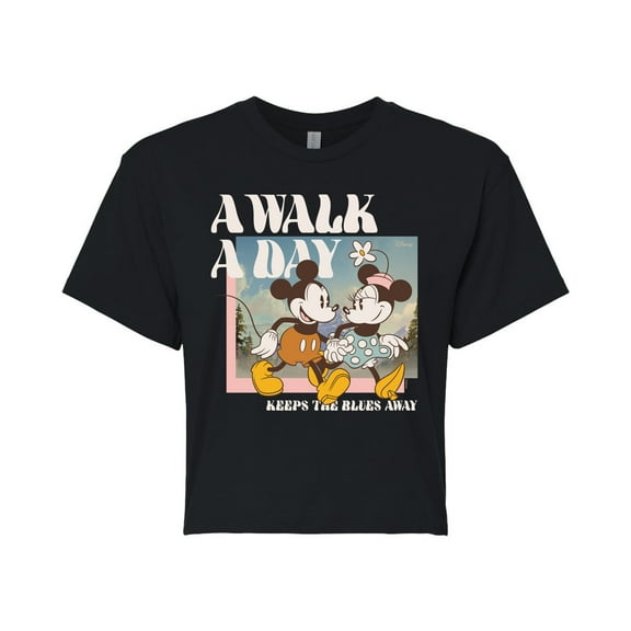Disney - A Walk A Day - Juniors Cropped Cotton Blend T-Shirt