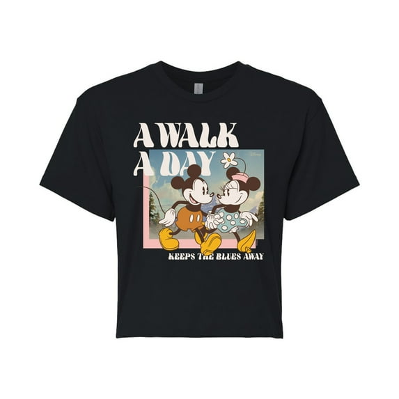 Disney - A Walk A Day - Juniors Cropped Cotton Blend T-Shirt