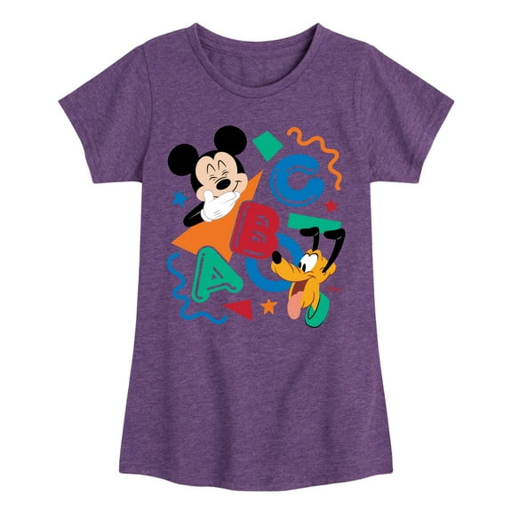Disney - ABC Mickey Pluto - Girls Toddler And Toddler And Youth Fitted Short Sleeve Graphic T-Shirt